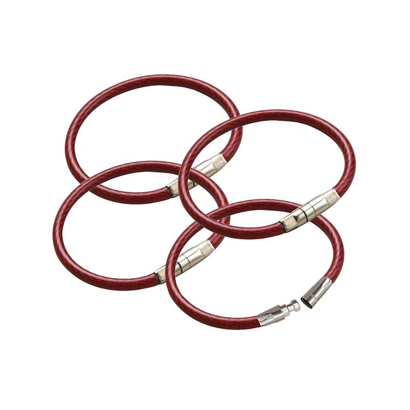 Lucky Line 4-1/2" Locking Cable Key Ring, Crimp to Permanently Close, Nylon Coated Steel Wire, Corrosion-Resistant, 25 Pack, Red (80870) - Image 1